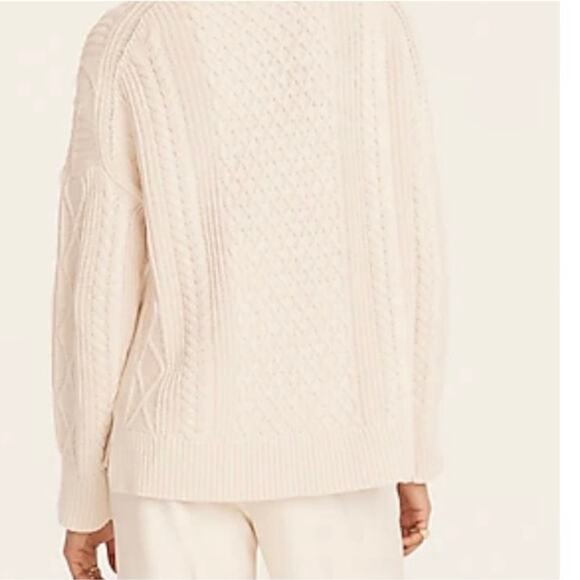 J Crew sweater Large Fisherman Cotton Cable Knit Mockneck long Style BD709 - Picture 11 of 15